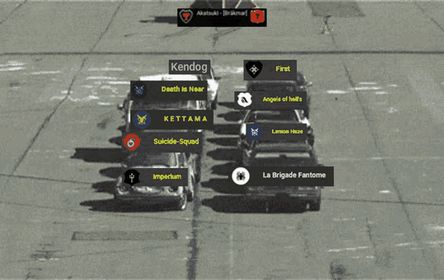 a screenshot of a car crash with a suicide squad icon