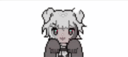 a pixel art of a girl with a teddy bear head