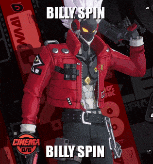 a poster for billy spin shows a man in a red jacket holding two guns