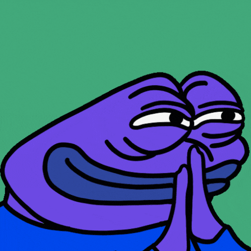 a cartoon of a purple frog with a blue shirt on