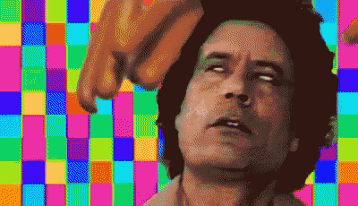 a pixelated image of a man 's face against a colorful background