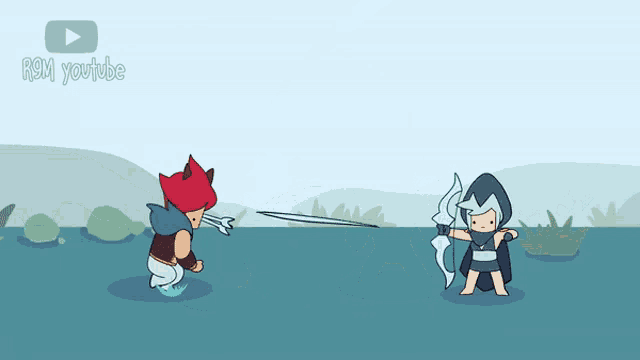 a cartoon of a man with a bow and arrow and a woman with a bow and arrow is being played on youtube