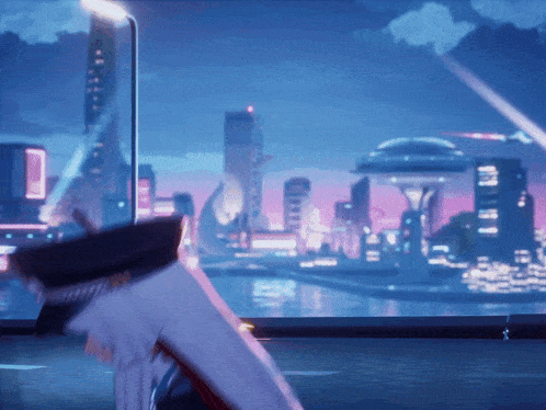 a man in a military uniform stands in front of a city skyline