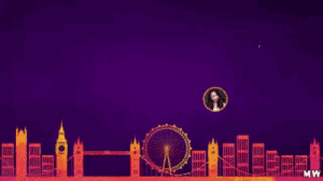 maymay entrata is featured on a purple background with a city skyline