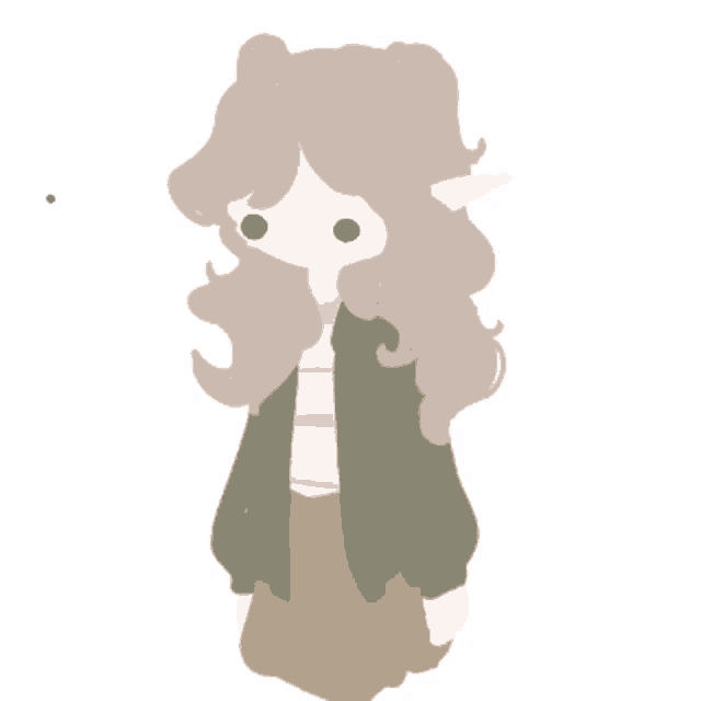 a drawing of a girl with a green jacket and the word " что " on the bottom