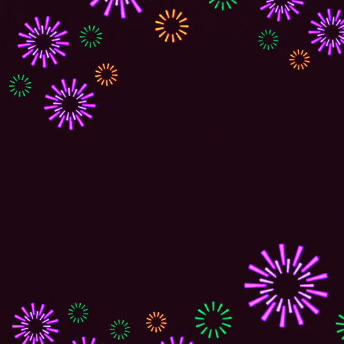 a purple background with colorful fireworks and arabic writing on it