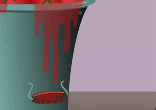 a cartoon illustration of a bucket filled with blood