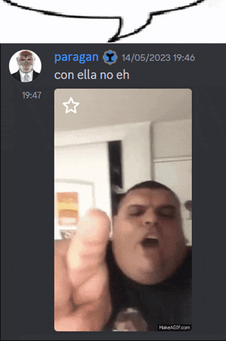 a screenshot of a man giving a thumbs up with the date 14/05/2023 at 19:47