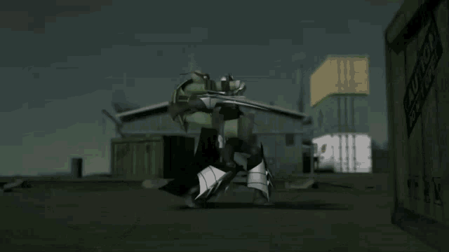 a cartoon character is sitting on a wooden floor with a sword .