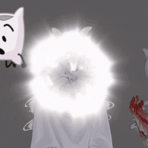 a cartoon drawing of a ghost with a white light coming out of it