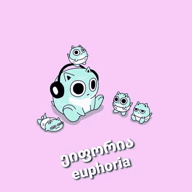 a cartoon of a cat wearing headphones with the words euphoria written below it