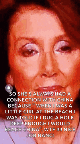 a close up of a woman 's face with a caption that says so she 's always had a connection with china because