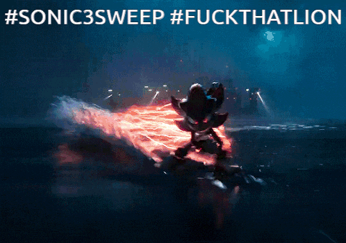 a picture of sonic the hedgehog with the words #sonic3sweep #fuckthatlion below it