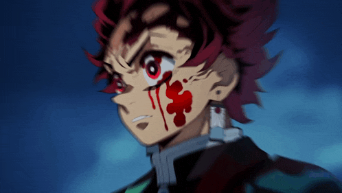 a close up of a person 's face with blood coming out of it