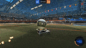 a rocket league game is being played with a score of 2 to 0