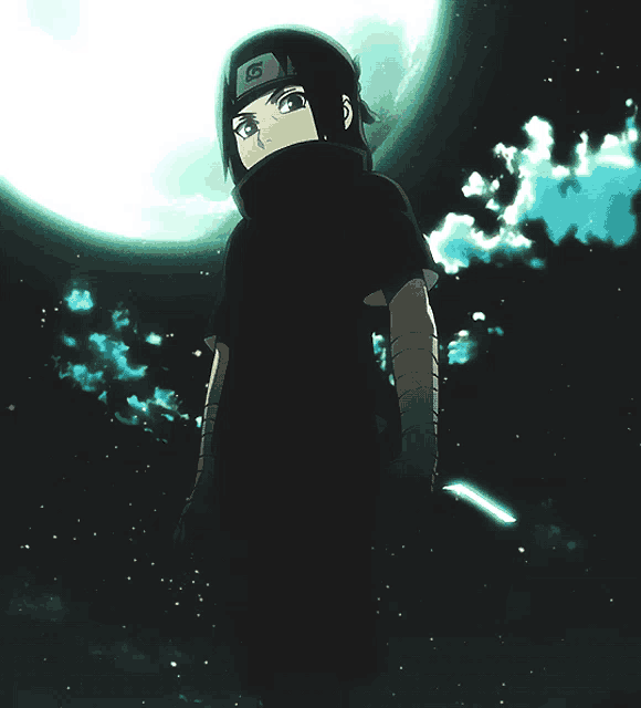 a cartoon character with the letter a on his head stands in front of a full moon