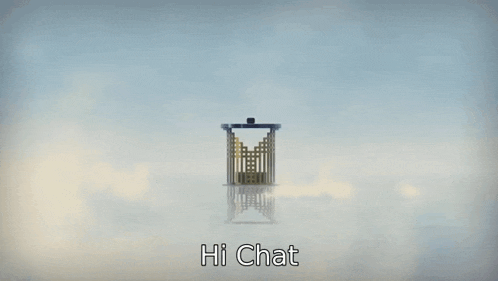 a man in a military uniform is standing on a balcony in the sky with the words hi chat above him .