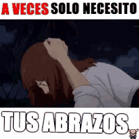 a cartoon of a woman laying down with the words tus abrazos written below her