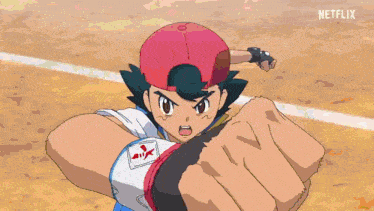 a cartoon of a boy with a red hat and a netflix logo in the background