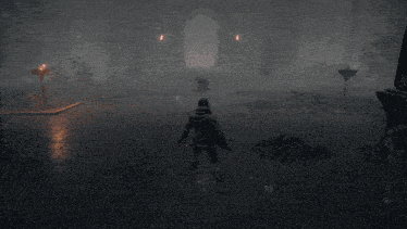 a person holding a sword in a video game