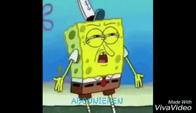 a cartoon of spongebob squarepants with his mouth open and a hat on .