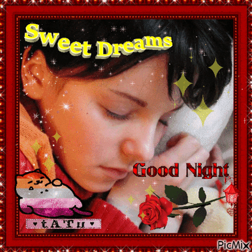 a picture of a woman sleeping with the words sweet dreams good night