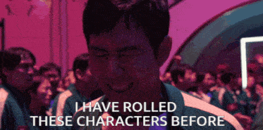 a man with his eyes closed and the words i have rolled these characters before below him