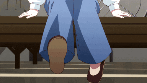 a person 's feet are shown in a cartoon and they are wearing wide leg pants