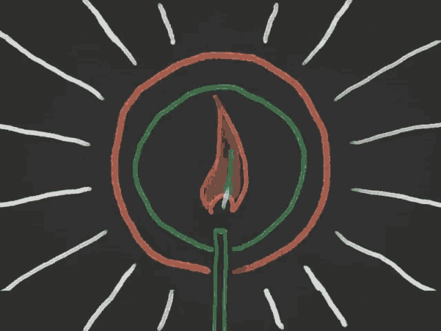 a drawing of a flower with a green stem