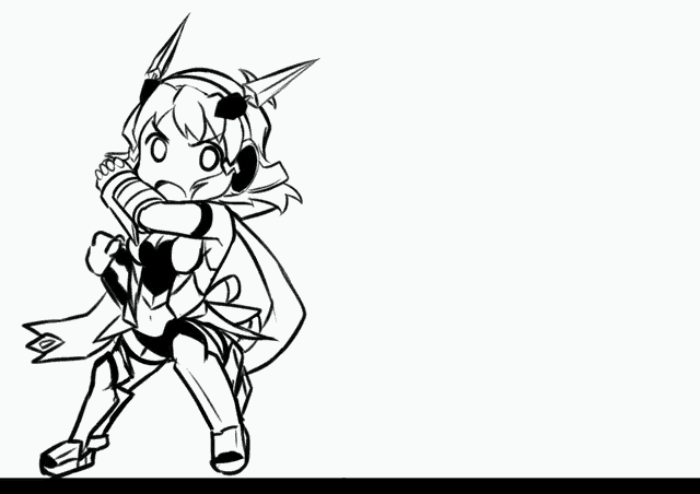 a black and white drawing of a person with a shield