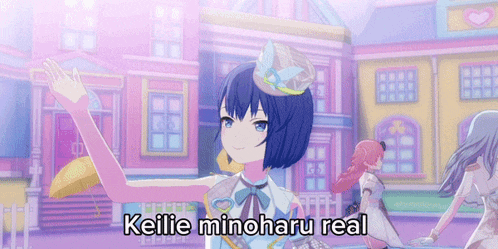 a picture of a girl with the words kellie minoharu real above her