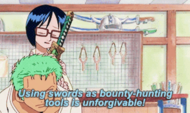 using swords as bounty-hunting tools is unforgivable!