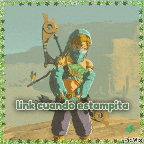 a picture of a video game character with the words link cuando estampina