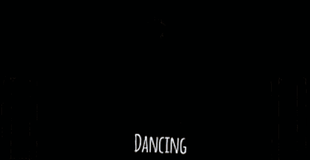 a woman in a blue and yellow dress is sitting on a chair with the word dancing above her