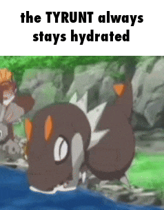 a pokemon is drinking water from a river .