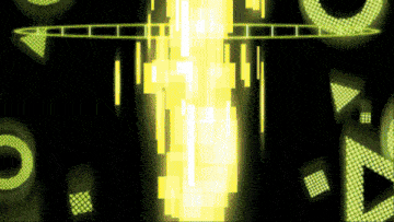 a computer generated image with a yellow arrow pointing to the o