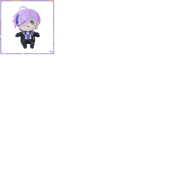 a doll with purple hair and green eyes