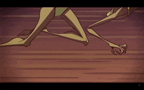 a cartoon drawing of a frog 's legs running