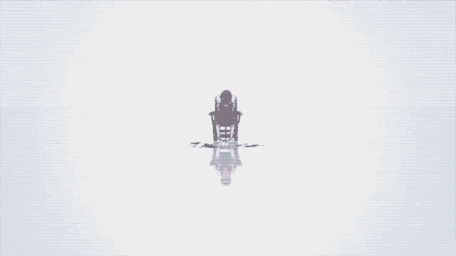a white background with a reflection of a person in a chair