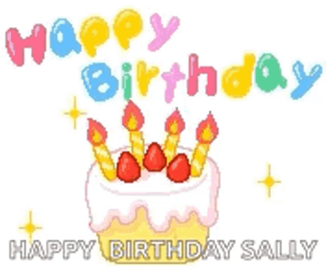 a happy birthday card with a cake and candles