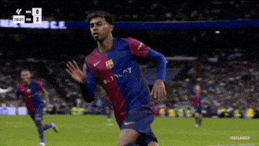 a soccer player wearing a shirt that says ' barca ' on it