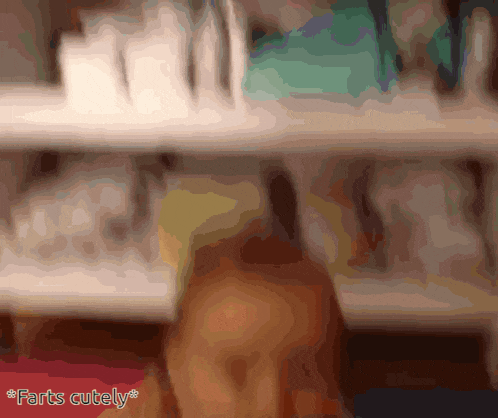 a blurred image of a person with the words farts cutely below them