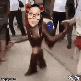 a gif of a woman with glasses and a cat ear is being shared on imgflip.com