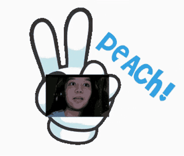 a peace sign with the word peach below it