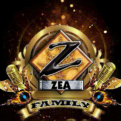 a logo for the zea family with a gold shield