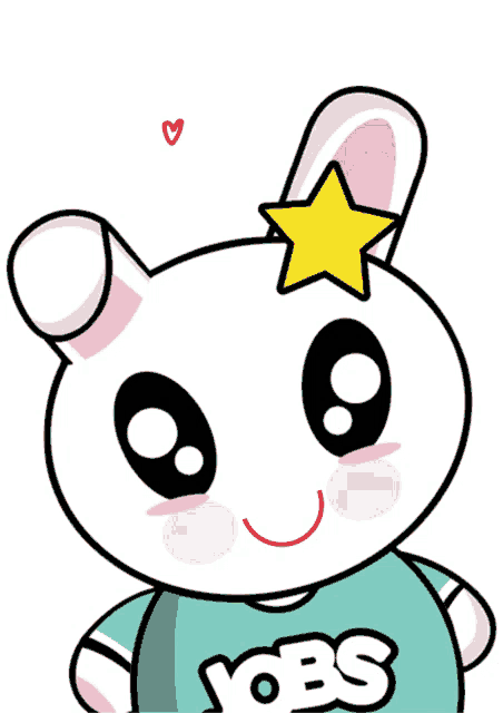 a cartoon bunny with a star on its head and the words yes above it