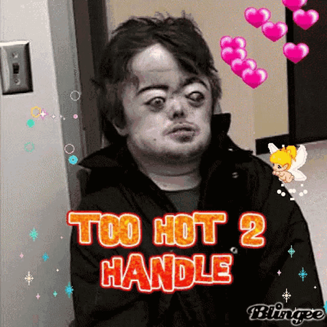 a cartoon of a man with the words too hot 2 handle