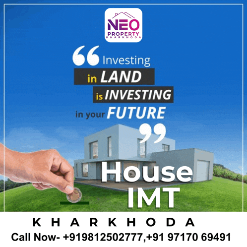 an ad for neo property academy shows a hand putting a coin in a house