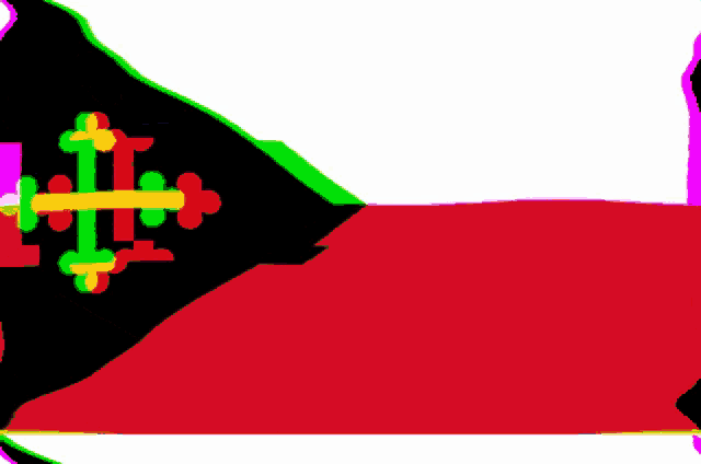 a red black and yellow flag with a yellow cross