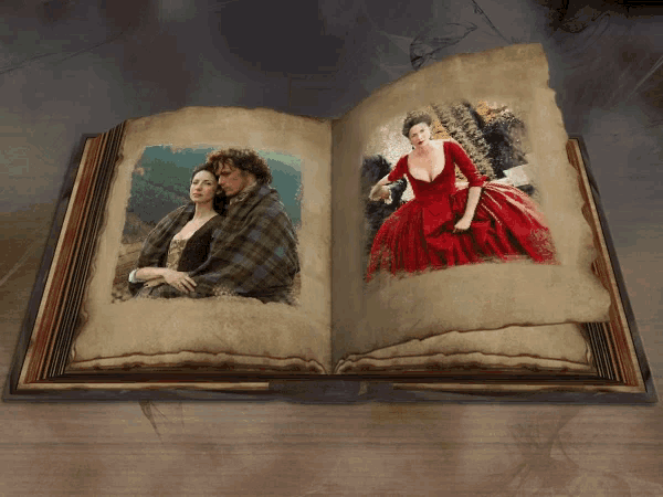 a book is open to a page with a picture of a man and a woman